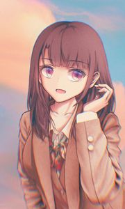 Preview wallpaper girl, glance, face, cute, anime