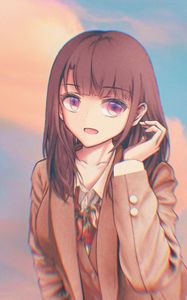 Preview wallpaper girl, glance, face, cute, anime