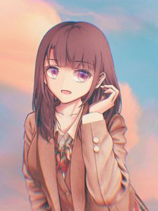 Preview wallpaper girl, glance, face, cute, anime