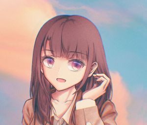 Preview wallpaper girl, glance, face, cute, anime