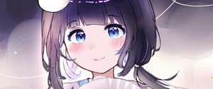 Preview wallpaper girl, glance, fan, anime, art, purple