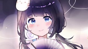 Preview wallpaper girl, glance, fan, anime, art, purple