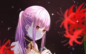 Preview wallpaper girl, glance, flowers, river, anime