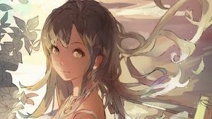 Preview wallpaper girl, glance, flowers, anime