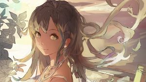 Preview wallpaper girl, glance, flowers, anime