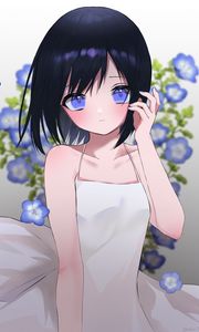 Preview wallpaper girl, glance, flowers, dress, anime