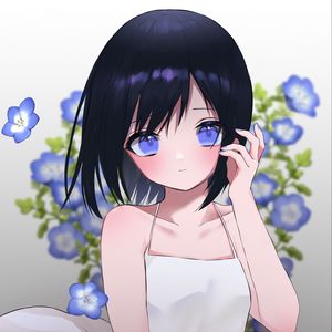 Preview wallpaper girl, glance, flowers, dress, anime