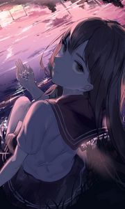 Preview wallpaper girl, glance, form, twilight, anime