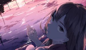 Preview wallpaper girl, glance, form, twilight, anime
