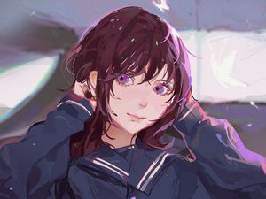 Preview wallpaper girl, glance, form, anime, art