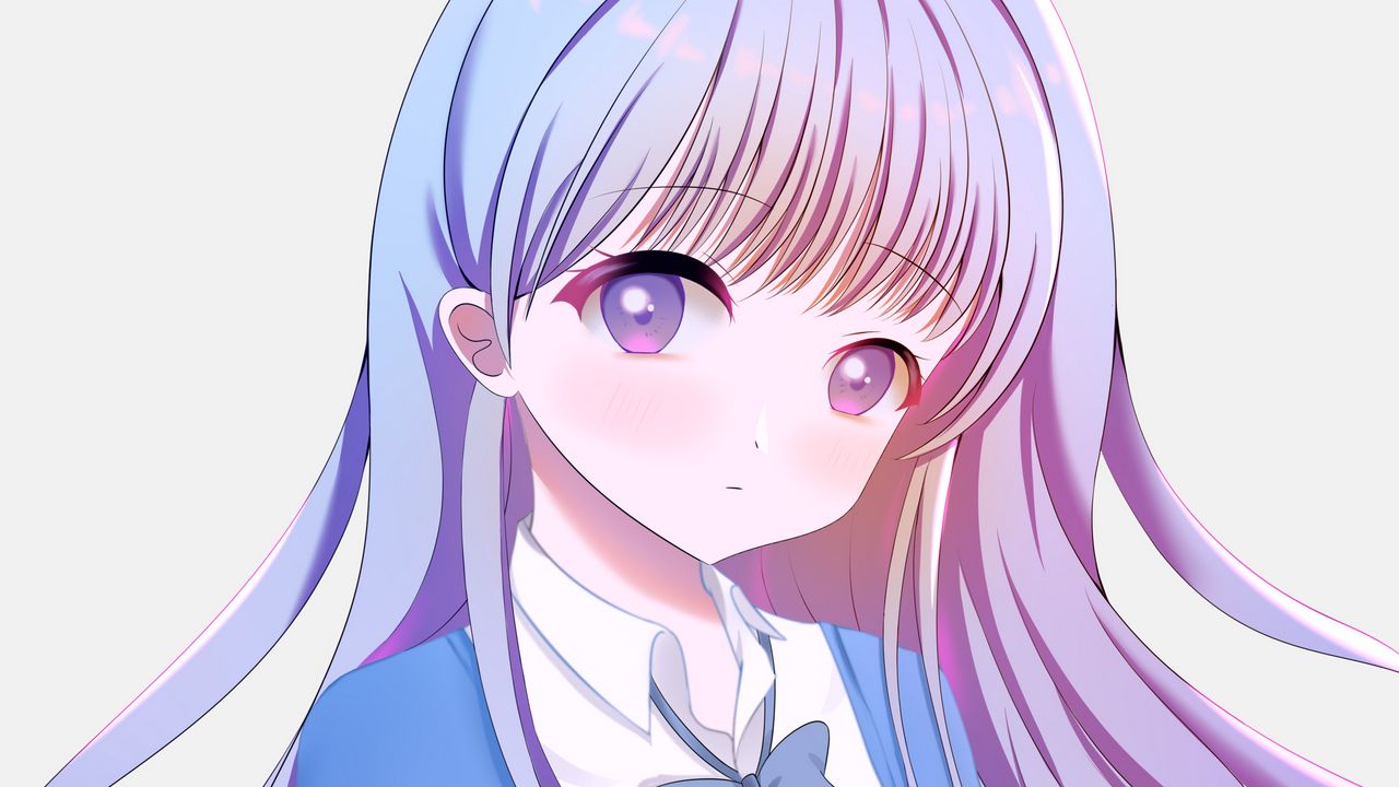 Wallpaper girl, glance, form, anime, art, blue