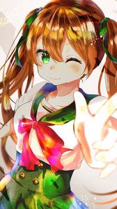 Preview wallpaper girl, glance, gesture, anime