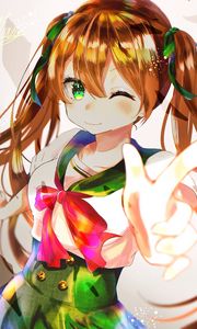 Preview wallpaper girl, glance, gesture, anime