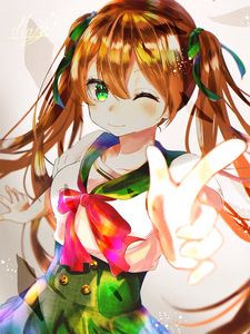 Preview wallpaper girl, glance, gesture, anime