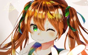 Preview wallpaper girl, glance, gesture, anime