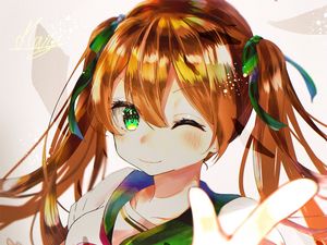 Preview wallpaper girl, glance, gesture, anime