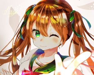 Preview wallpaper girl, glance, gesture, anime