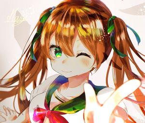 Preview wallpaper girl, glance, gesture, anime