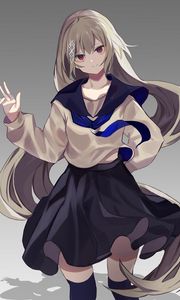 Preview wallpaper girl, glance, gesture, uniform, anime