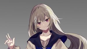 Preview wallpaper girl, glance, gesture, uniform, anime