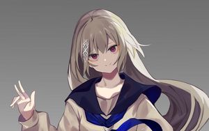 Preview wallpaper girl, glance, gesture, uniform, anime