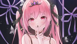 Preview wallpaper girl, glance, gesture, anime, cute