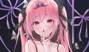 Preview wallpaper girl, glance, gesture, anime, cute