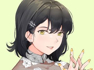Preview wallpaper girl, glance, gesture, anime, art