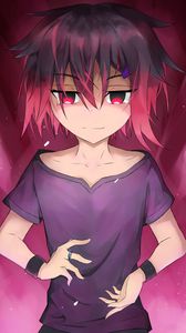 Preview wallpaper girl, glance, gesture, anime, art, pink