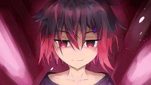 Preview wallpaper girl, glance, gesture, anime, art, pink
