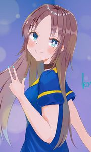 Preview wallpaper girl, glance, gesture, smile, anime, art, cartoon