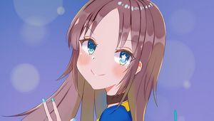 Preview wallpaper girl, glance, gesture, smile, anime, art, cartoon