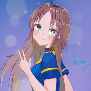 Preview wallpaper girl, glance, gesture, smile, anime, art, cartoon