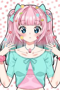 Preview wallpaper girl, glance, gesture, stickers, anime, art