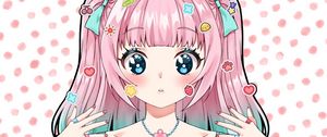 Preview wallpaper girl, glance, gesture, stickers, anime, art