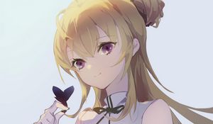 Preview wallpaper girl, glance, gesture, butterfly, anime, art