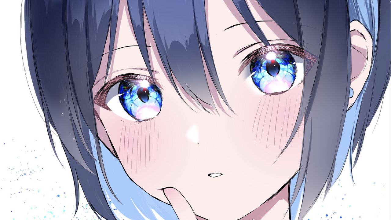 Wallpaper girl, glance, gesture, sailor suit, anime, art, blue