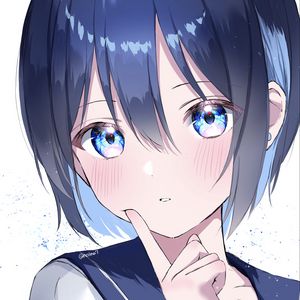 Preview wallpaper girl, glance, gesture, sailor suit, anime, art, blue