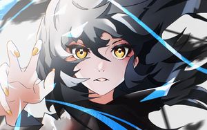 Preview wallpaper girl, glance, gesture, anime, art, blue