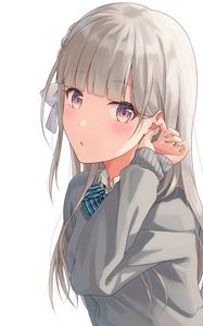 Preview wallpaper girl, glance, gesture, anime, art, gray