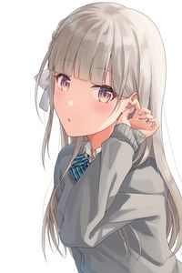 Preview wallpaper girl, glance, gesture, anime, art, gray