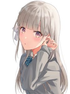 Preview wallpaper girl, glance, gesture, anime, art, gray