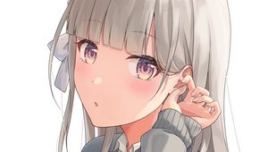 Preview wallpaper girl, glance, gesture, anime, art, gray