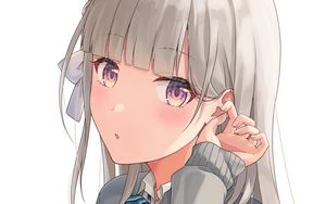 Preview wallpaper girl, glance, gesture, anime, art, gray