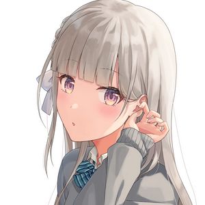 Preview wallpaper girl, glance, gesture, anime, art, gray