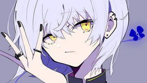 Preview wallpaper girl, glance, gesture, anime, art, purple