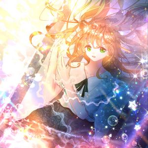 Preview wallpaper girl, glance, gesture, bubbles, anime