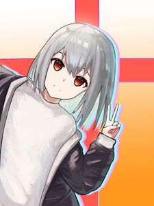 Preview wallpaper girl, glance, gesture, smile, anime