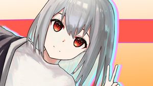 Preview wallpaper girl, glance, gesture, smile, anime