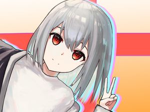 Preview wallpaper girl, glance, gesture, smile, anime